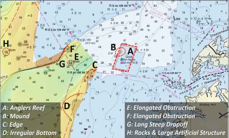 chart of anglers reef and surrounding waters