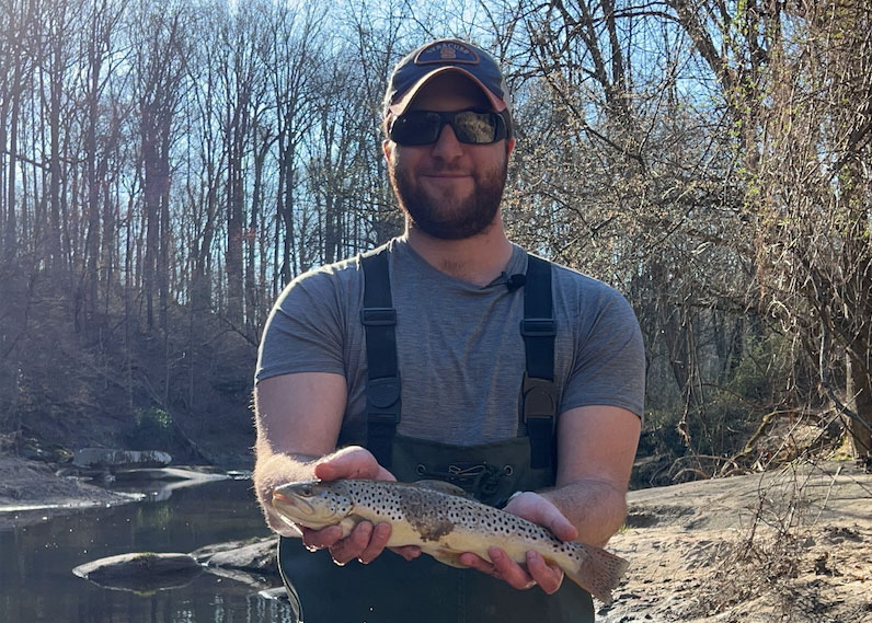 brown trout caught in a river