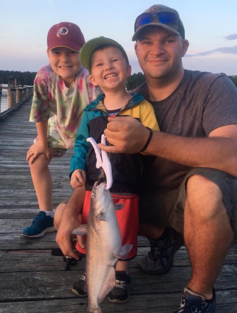 big catfish on a pier