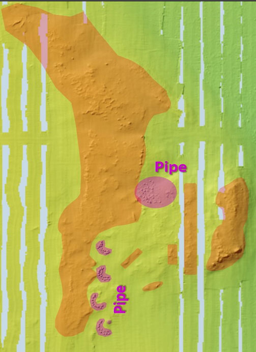 chart of asphalt pile reef