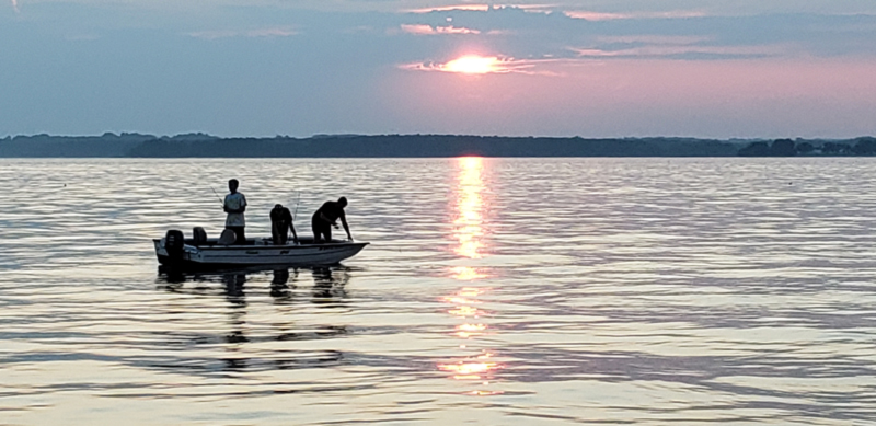 fishing from a boat