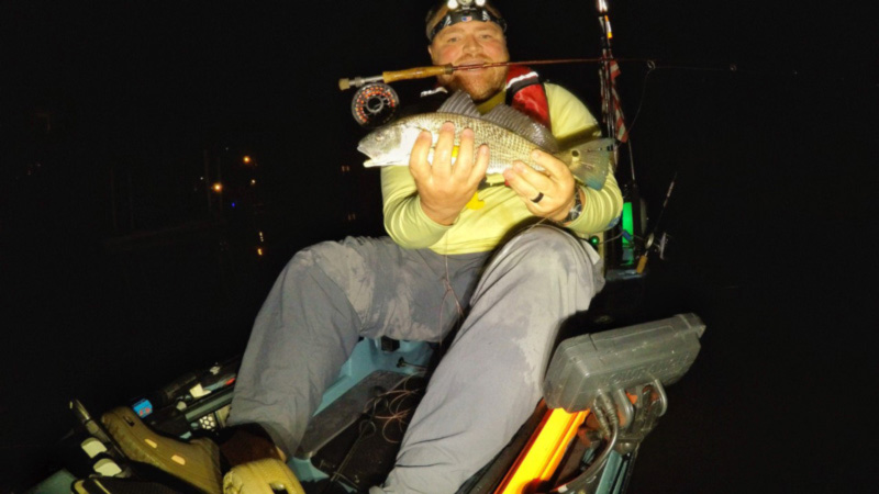 fly fishing from a kayak