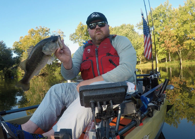 bass fishing from a kayak