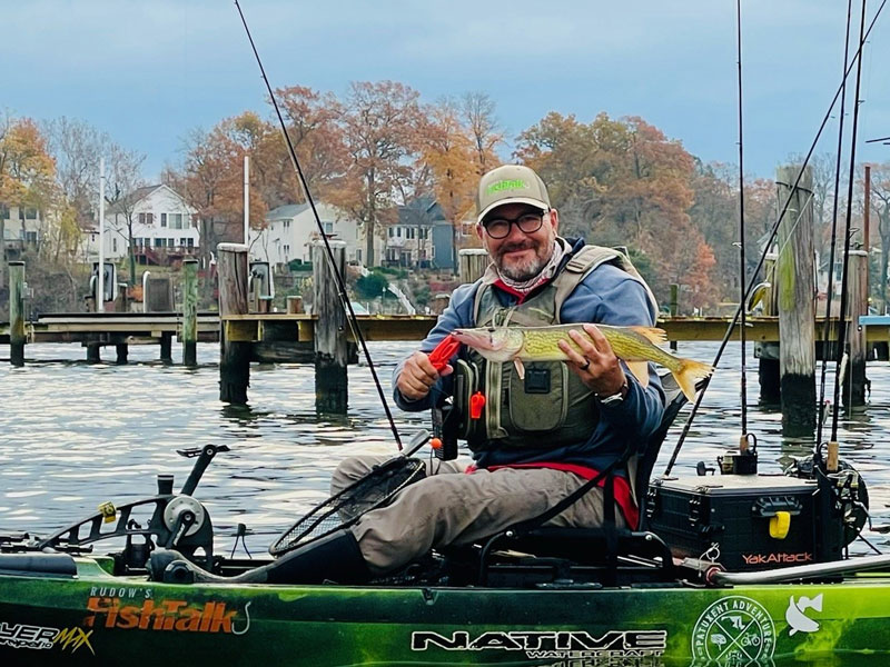 pickerel fishing in a kayak