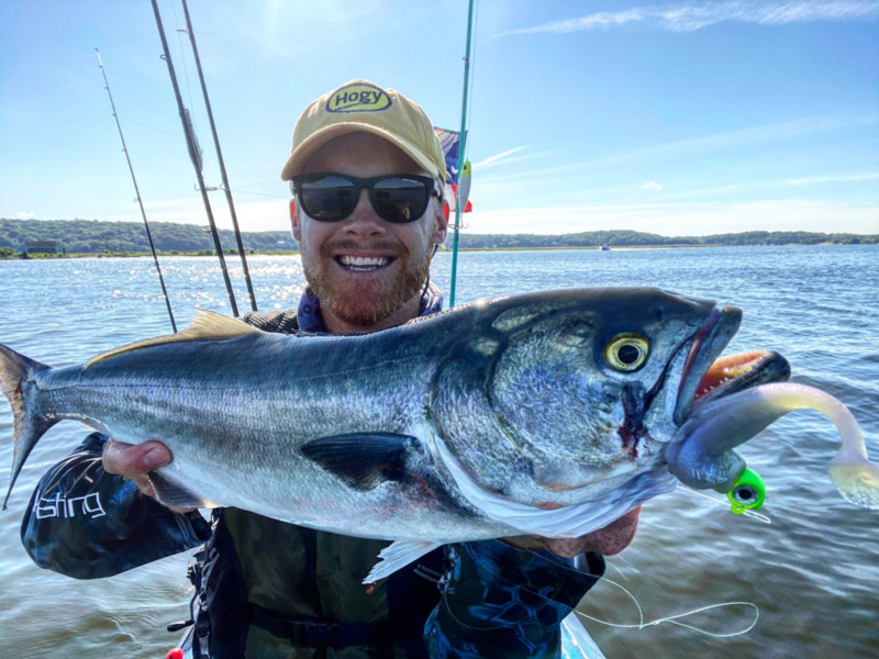 bluefish caught on a kayak