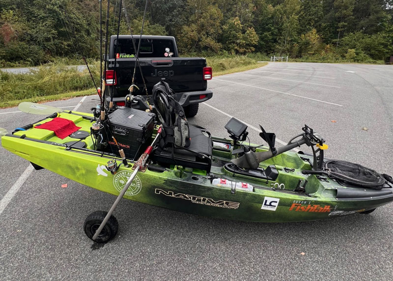 fishing kayak with all the gear