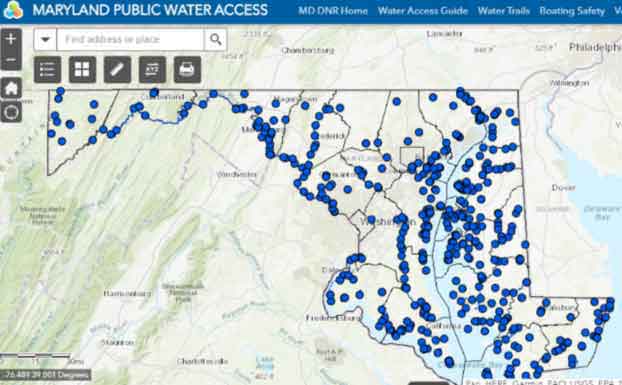 map for fishing in maryland