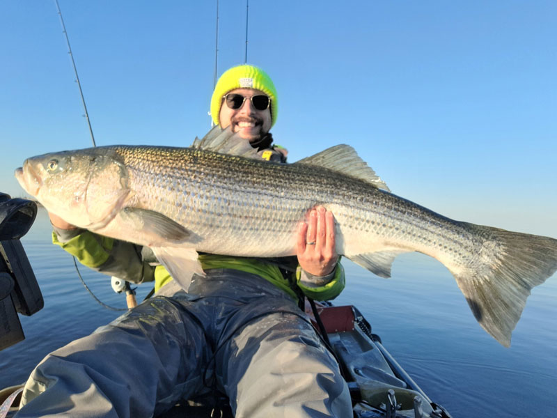 kayak fishing in winter for rockfish