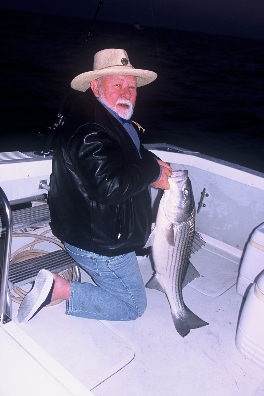 night fishing for striped bass