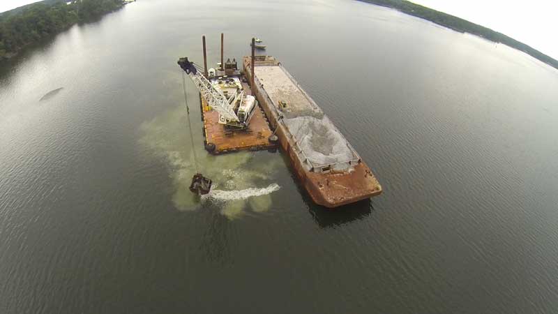 barge with oyster shells