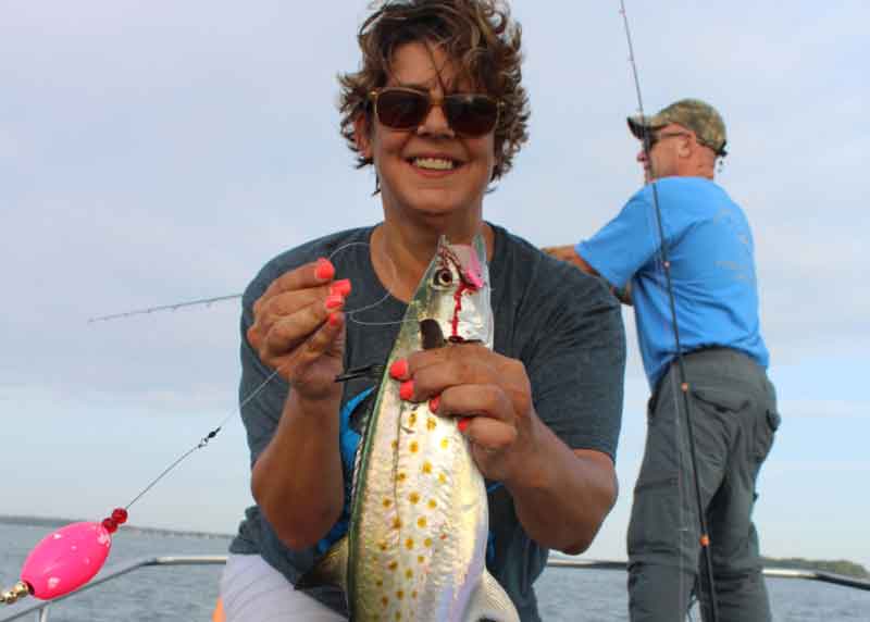 spanish mackerel caught on a popping cork