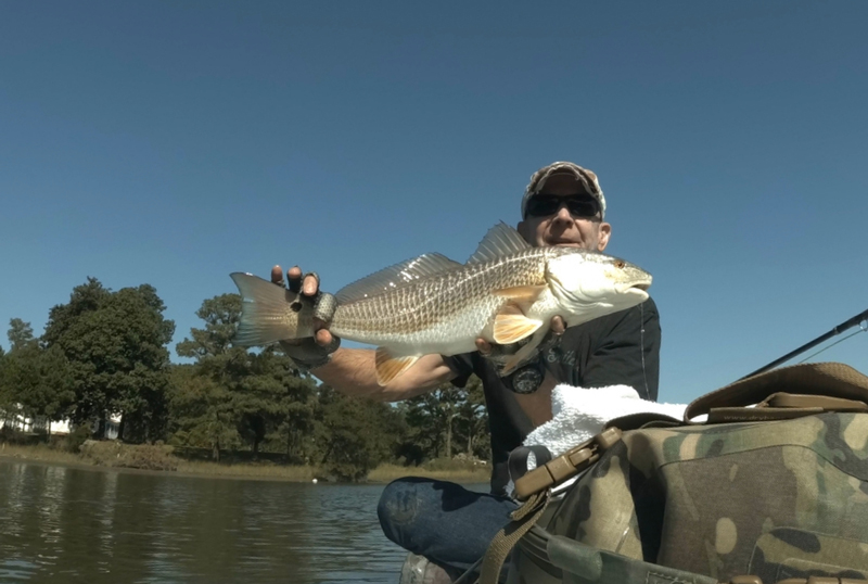 slot redfish caught on a kayak