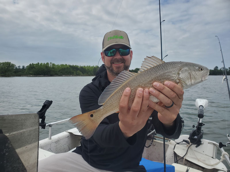 redfish on a skiff