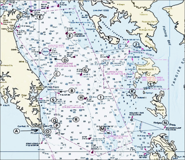 chart to rockfish fishing rocks in the chesapeake