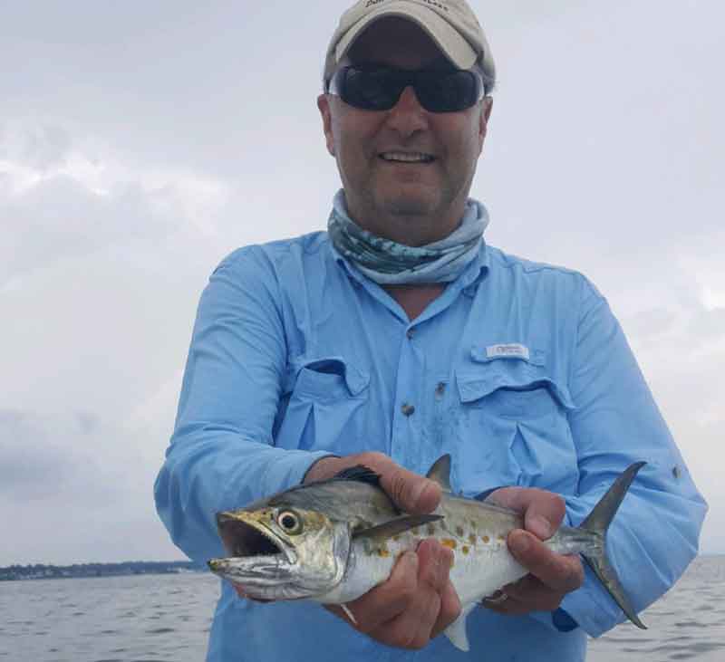 holding a Spanish mackerel