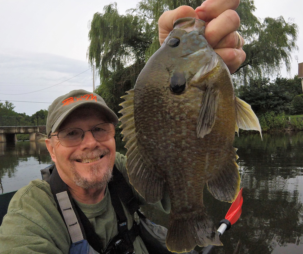 fishing for sunfish on a kayak