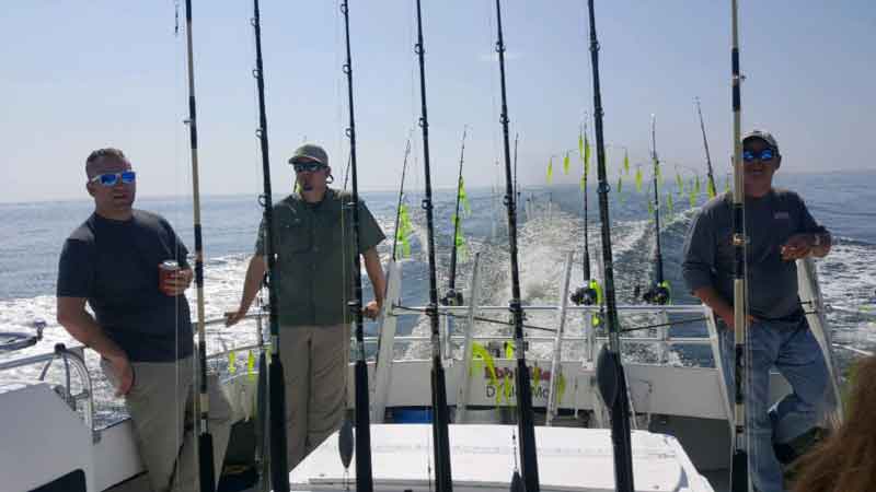 group of anglers trolling