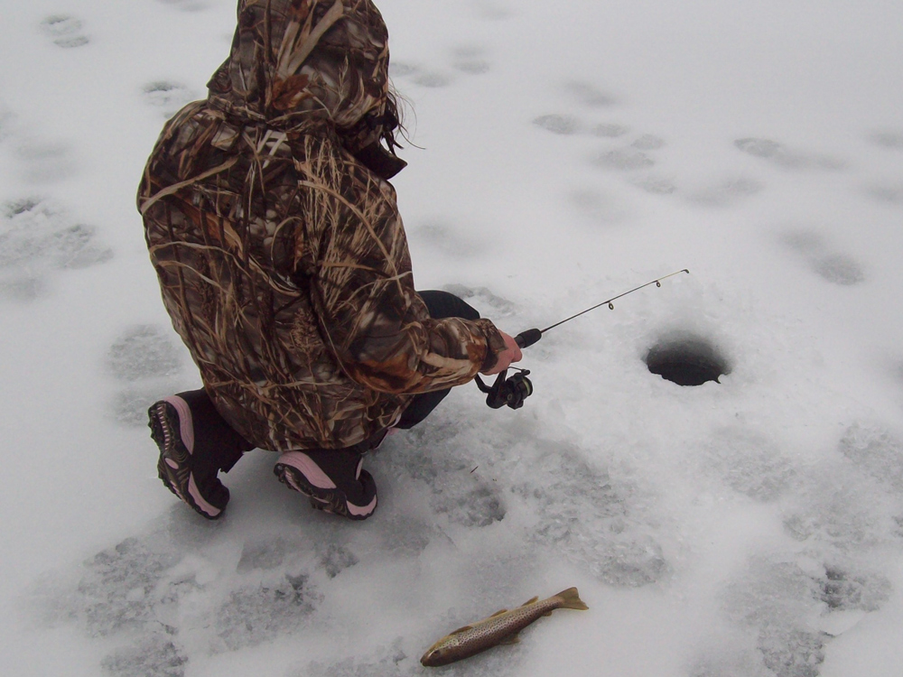 ice fishing for trout