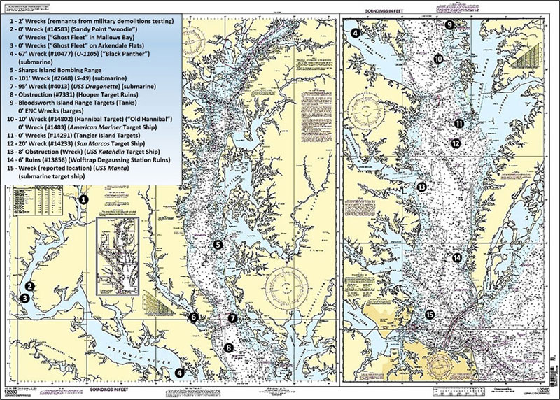 chart to wrecks in the chesapeake