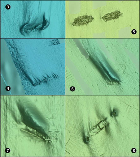 scour holes around wrecks