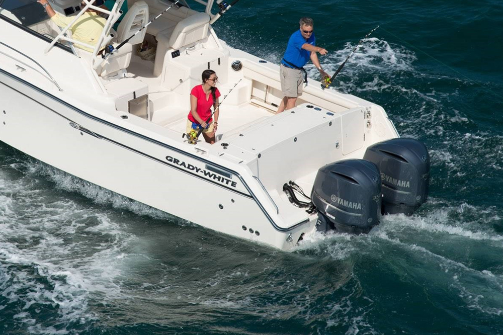 yamaha f350 outboard engines on grady-white